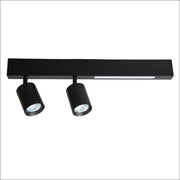 Faretto soffitto doppio a barra nero LED 5W 2xGU10