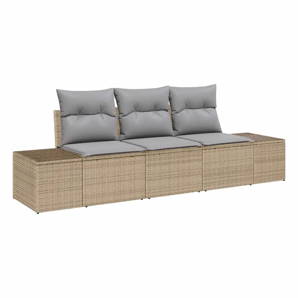 Set Divano da Giardino 3 pcs Beige e Grigio Chiaro polyrattan 3355589