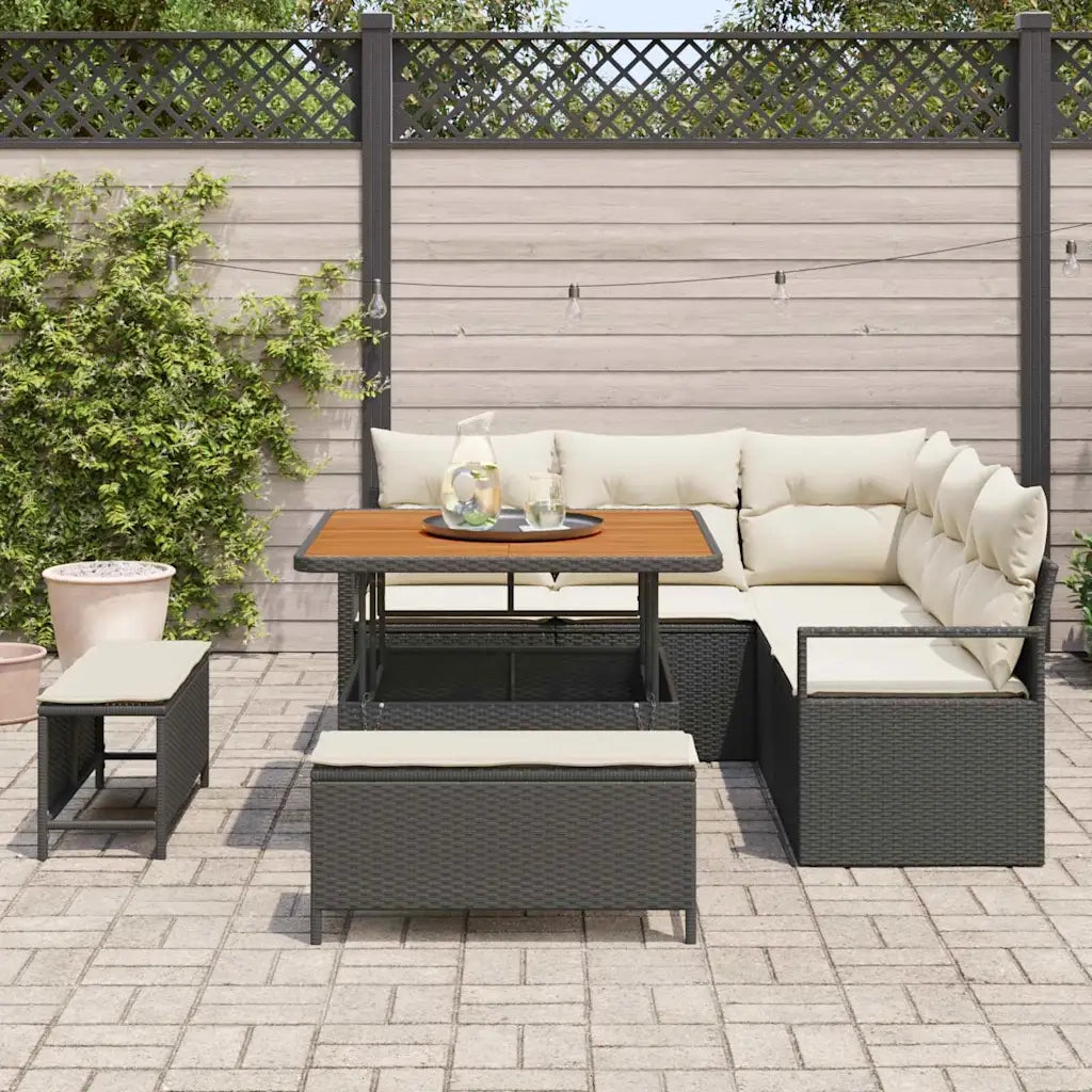 Set Divano da Giardino con cuscino 8 pcs Nero polyrattan 3362515