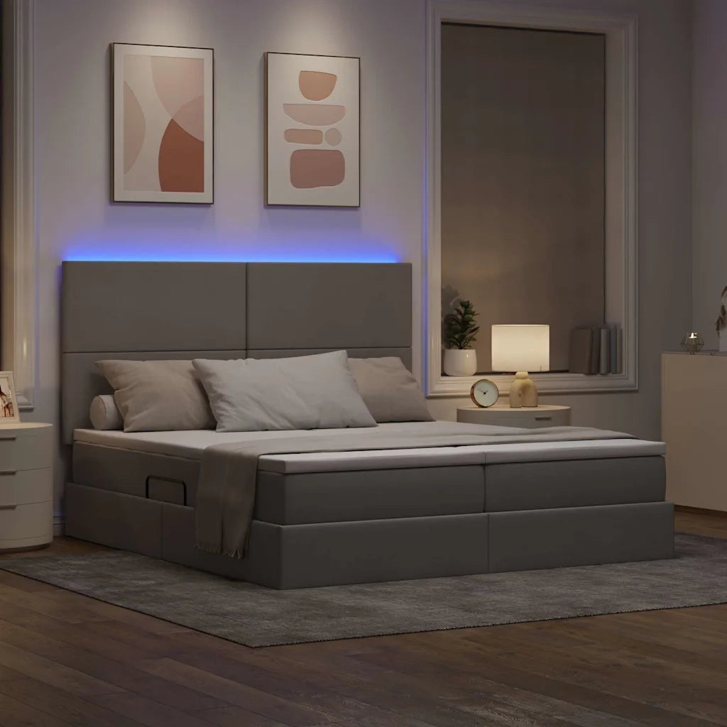 Letto con luci a strisce a LED Talpa 200 x 200 cm Tessuto