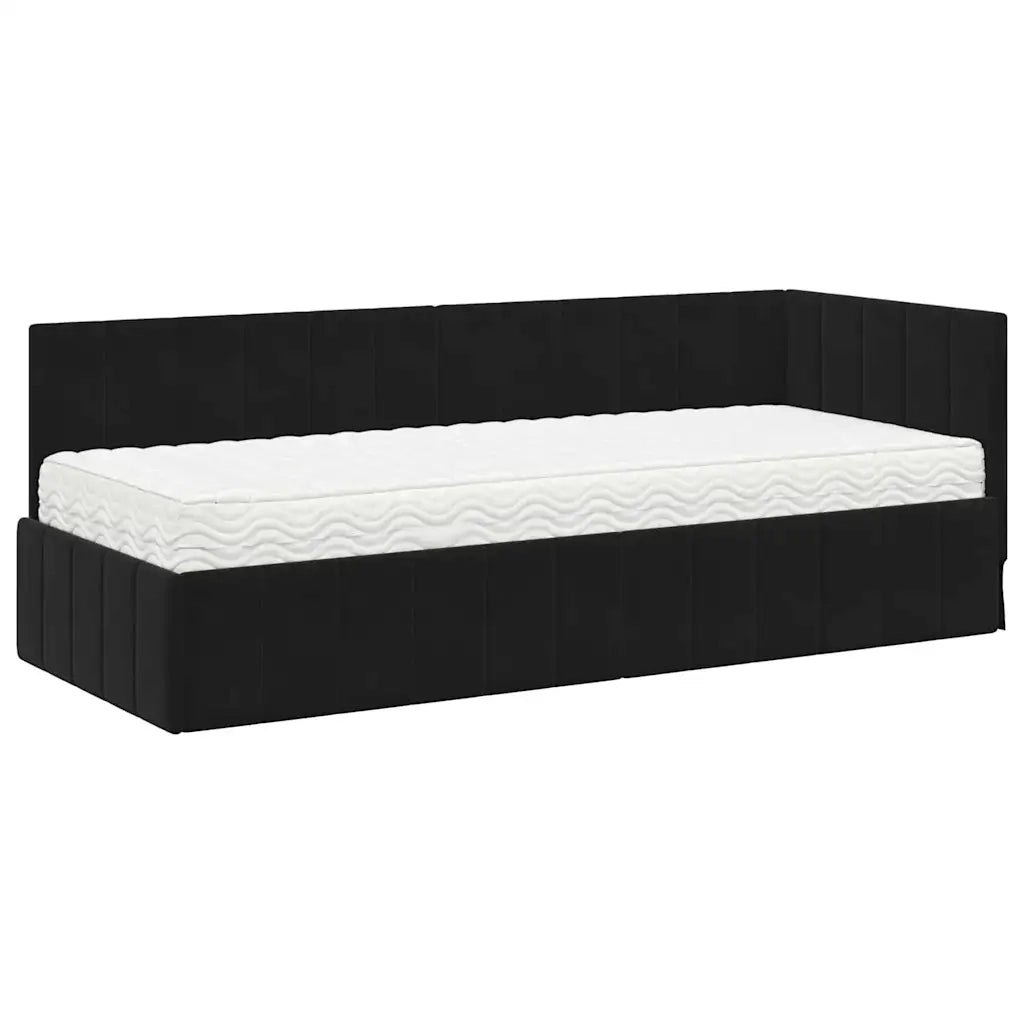 Struttura Letto Angolare con Materasso 2 pcs Nero Velluto 3393843