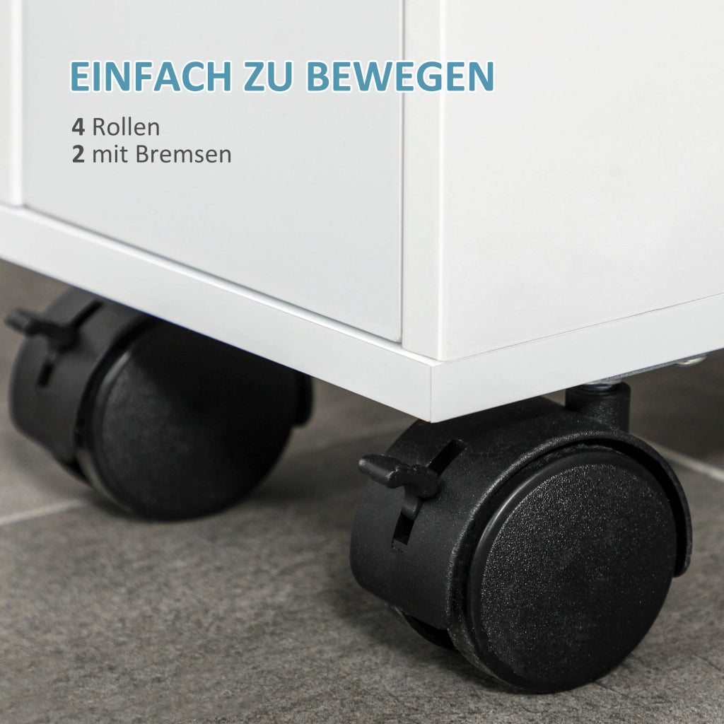 Mobile Bagno Sottolavabo con Cassetti e Ruote ¨C Minimal ¨C Bianco 16x49.5x66 cm