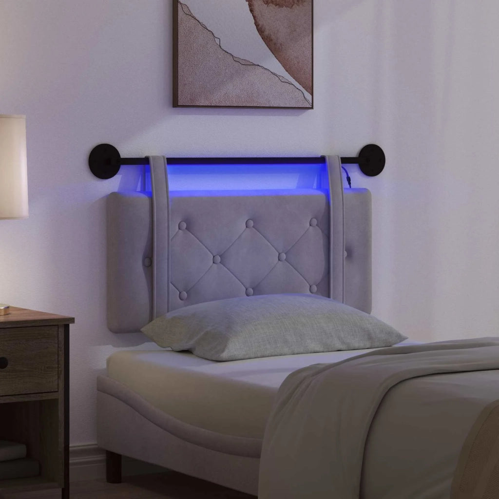 Testiera | Testata sospesa Con luce LED Grigio Chiaro Velluto