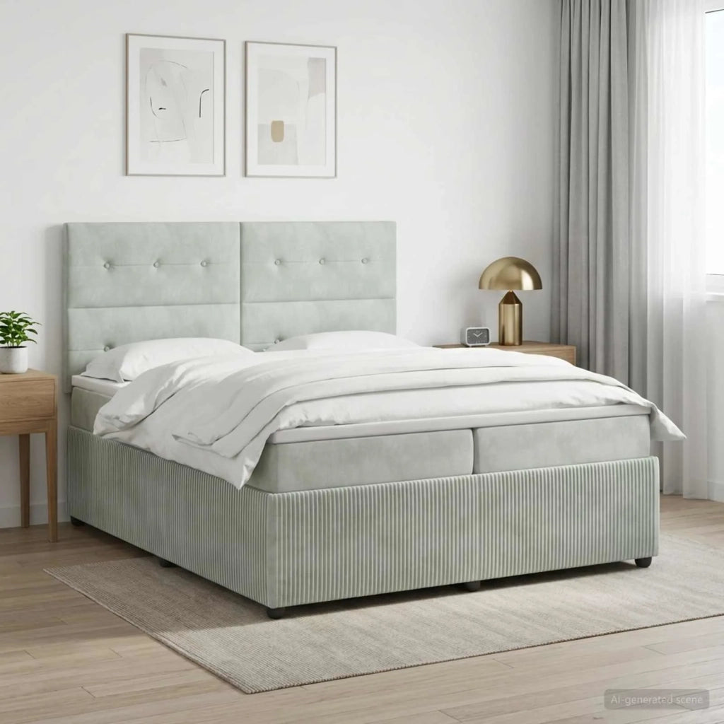 Letto box spring con materasso Grigio Chiaro 200 x 200 cm 3454673