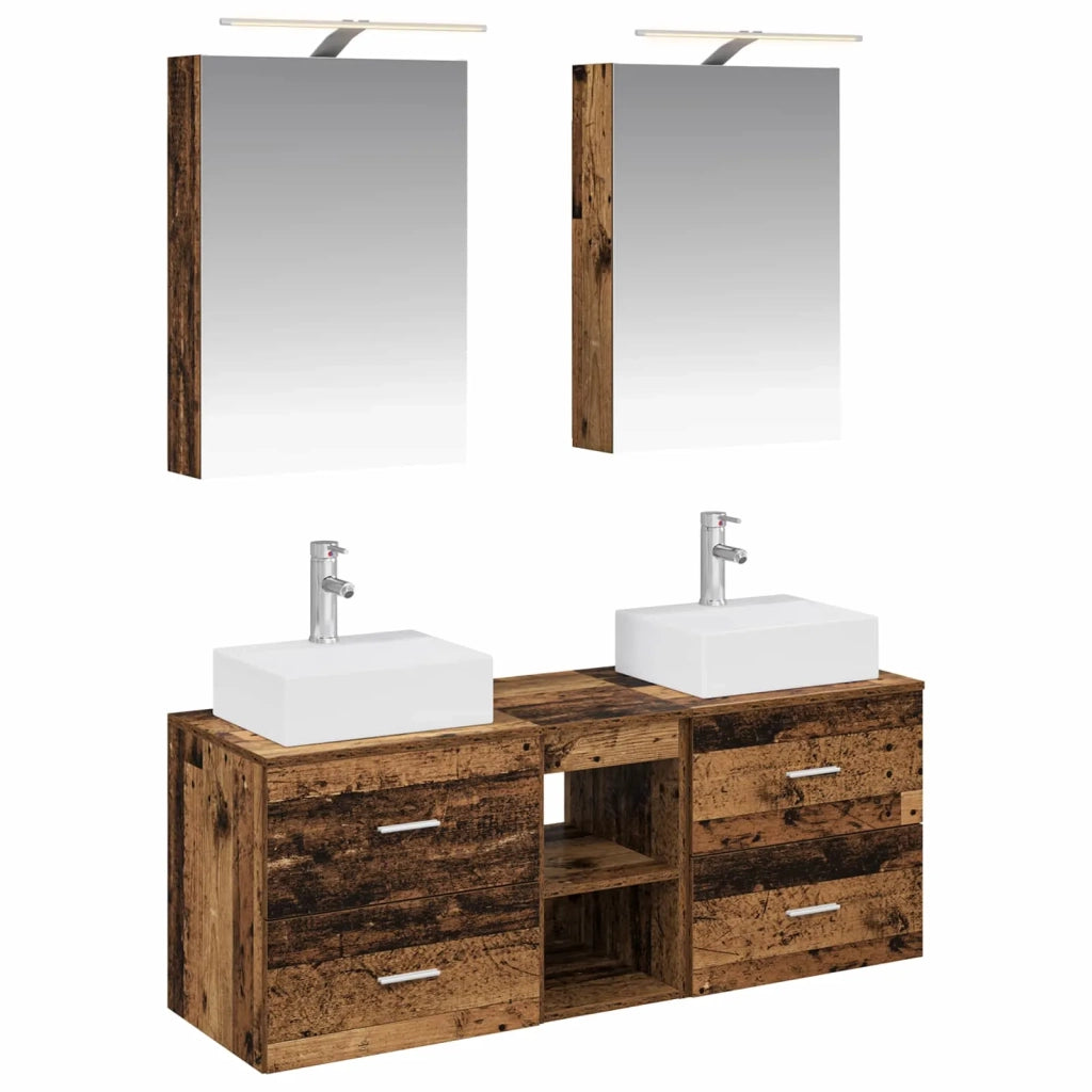 Set di mobili per il bagno 5 pz Legno antico 3406797