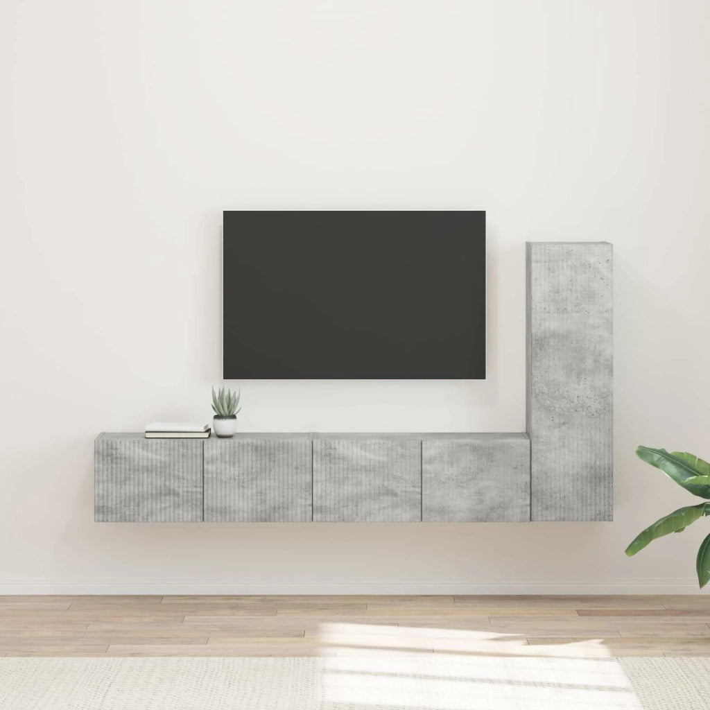 Set mobile TV 3 pcs Grigio cemento Legno multistrato