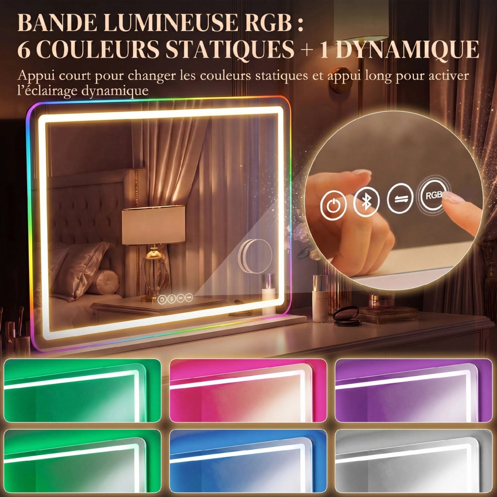 Specchio da trucco con LED ¨C Minimal ¨C Bianco 80x60cm