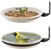 Vogelvoederbak e Vogelbad 2 in 1, Vogabianchi per Giardino, Vogabianchi per Balcone, Vogabianchi per Balcone con Muro, Attrae Uccelli Selvatici, (bianco)