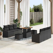 Set Divano da Giardino con cuscino con archiviazione 9 pcs Nero 3364559