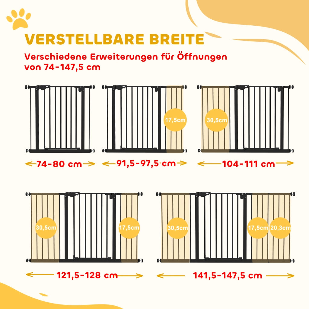 Cancello di sicurezza per porte e scale ¨C zephmum ¨C Nero metallo 74-147,5 cm