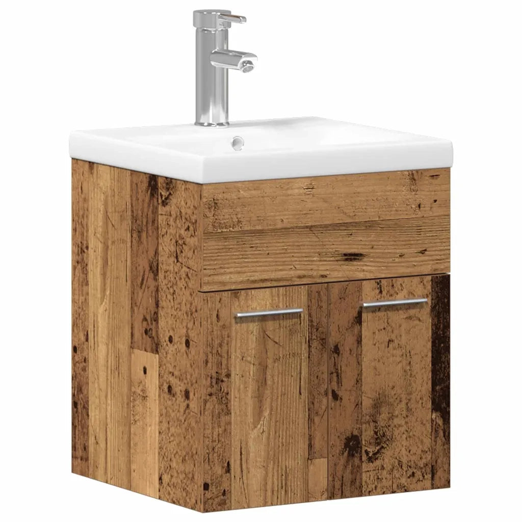 Set di mobili per il Bagno | Armadio da bagno con porta 3 pz Legno vecchio