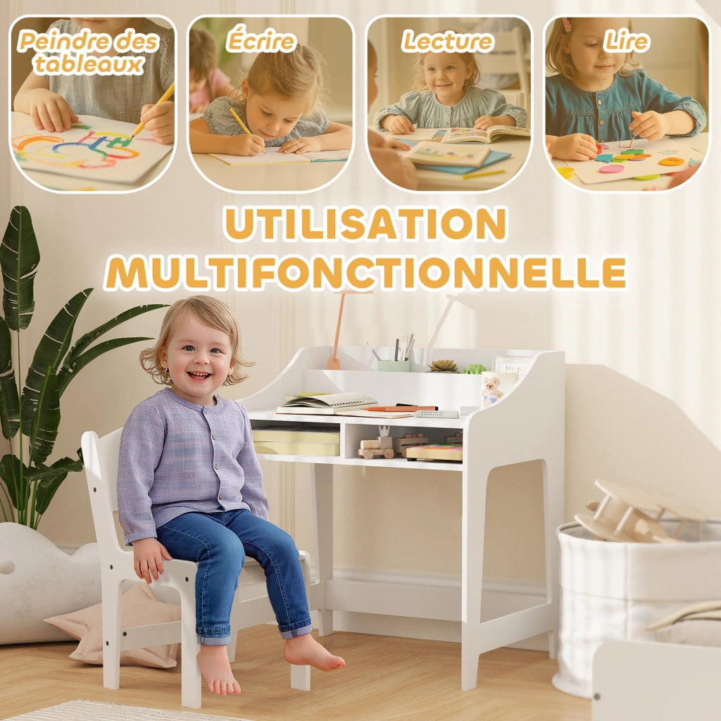 Scrivania per bambini con sedia ¨C Minimal ¨C bianco
