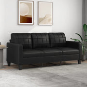 Divano a 3 Posti-Sofa 3 Posti Nero 180 cm in Similpelle 190061