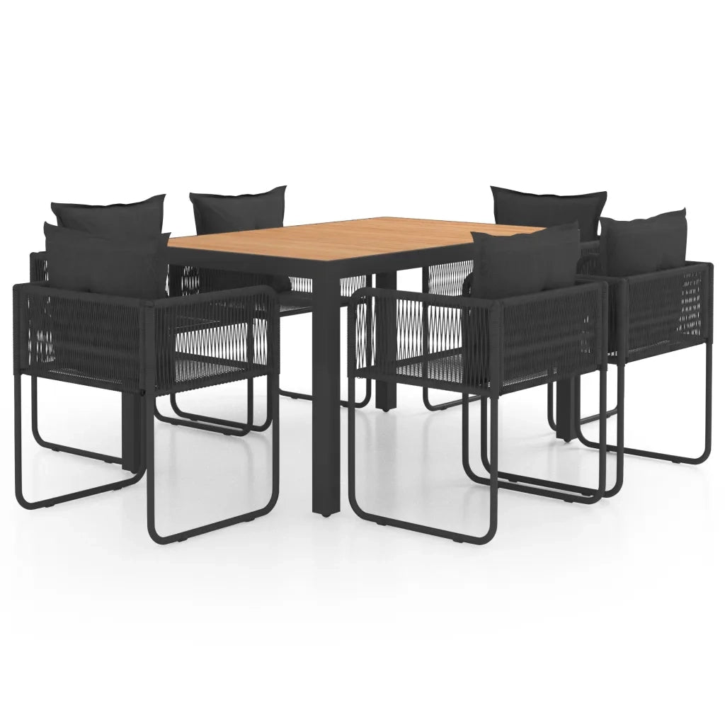 Set da Pranzo da Giardino 7 pz in Rattan PVC Nero e Marrone