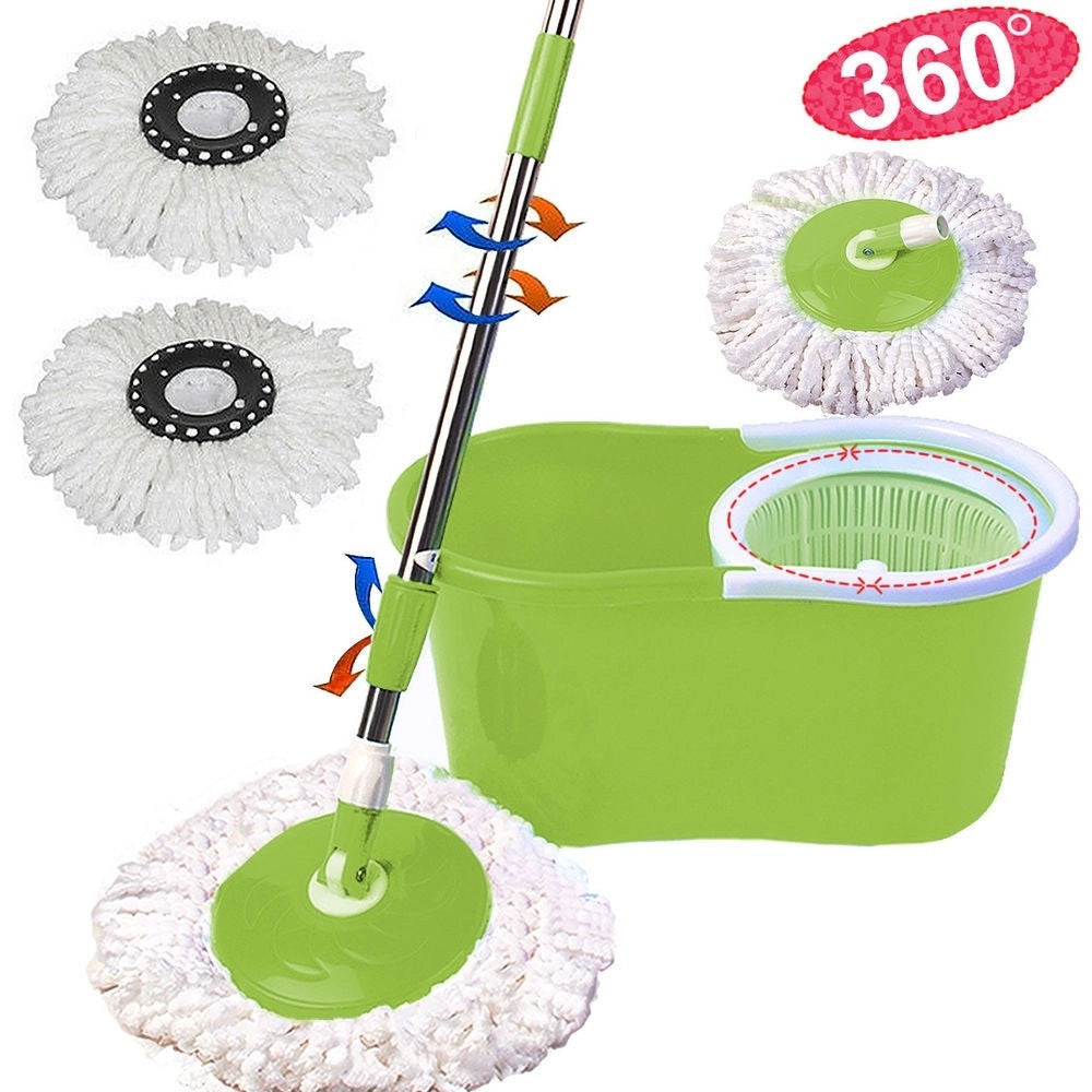 Trade Shop - Rotating Mop Roto Mop Mocio Rotante In Microfibra Con Secchio Strizzatore 360° -
