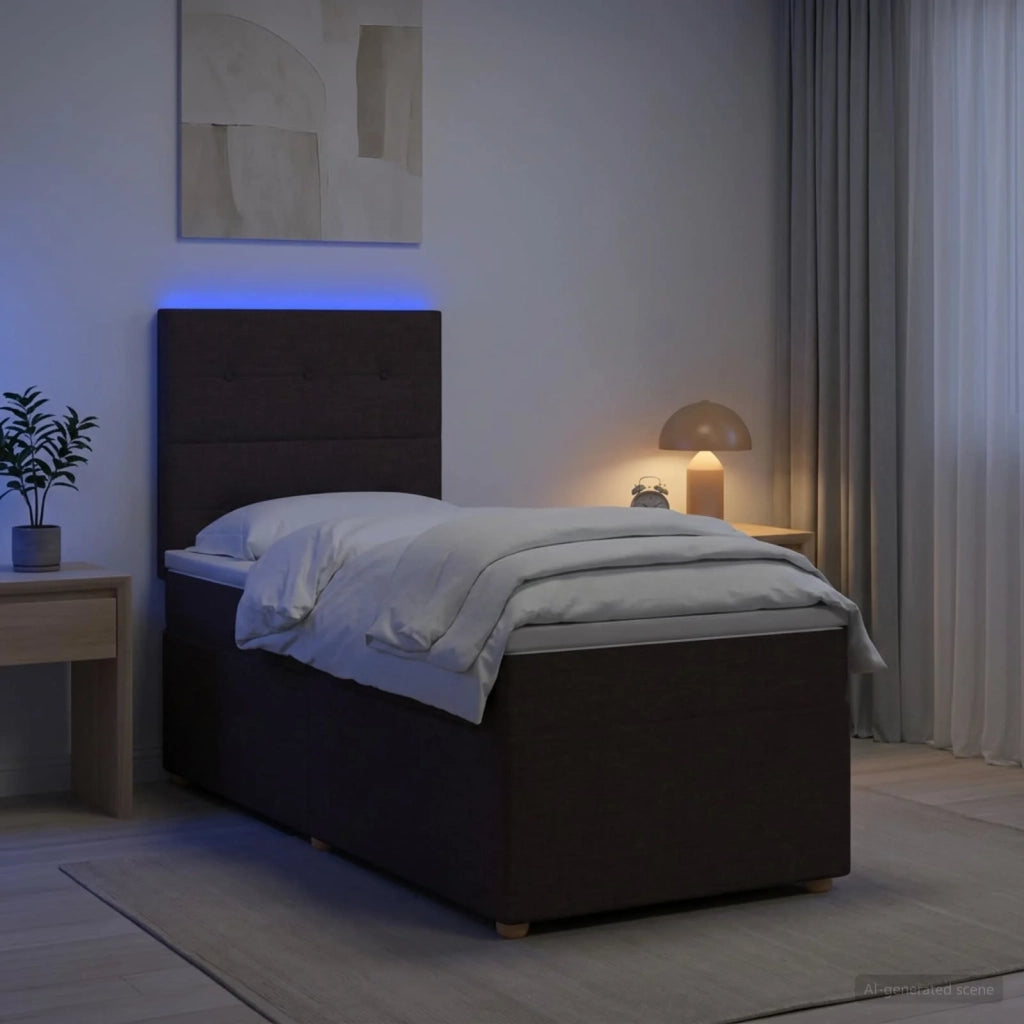 Letto box spring con materasso Marrone Scuro 80 x 200 cm 3455220