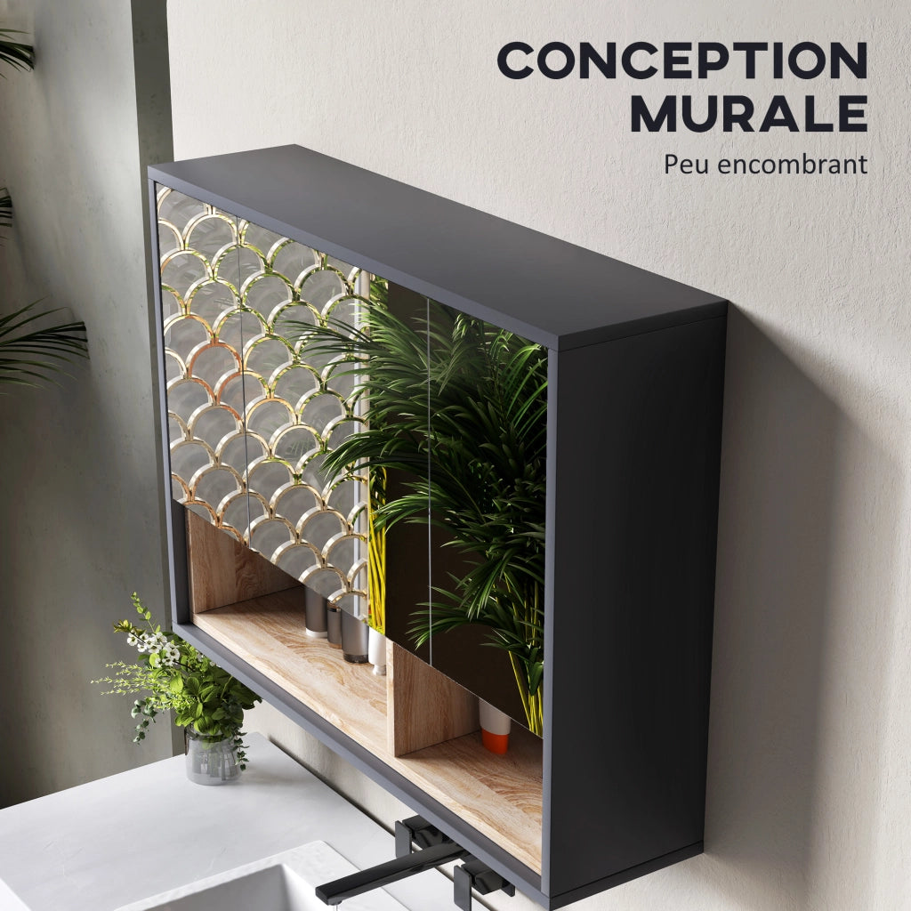 Armadio bagno con specchio e ante ¨C Minimal ¨C grigio 80x30x180 cm