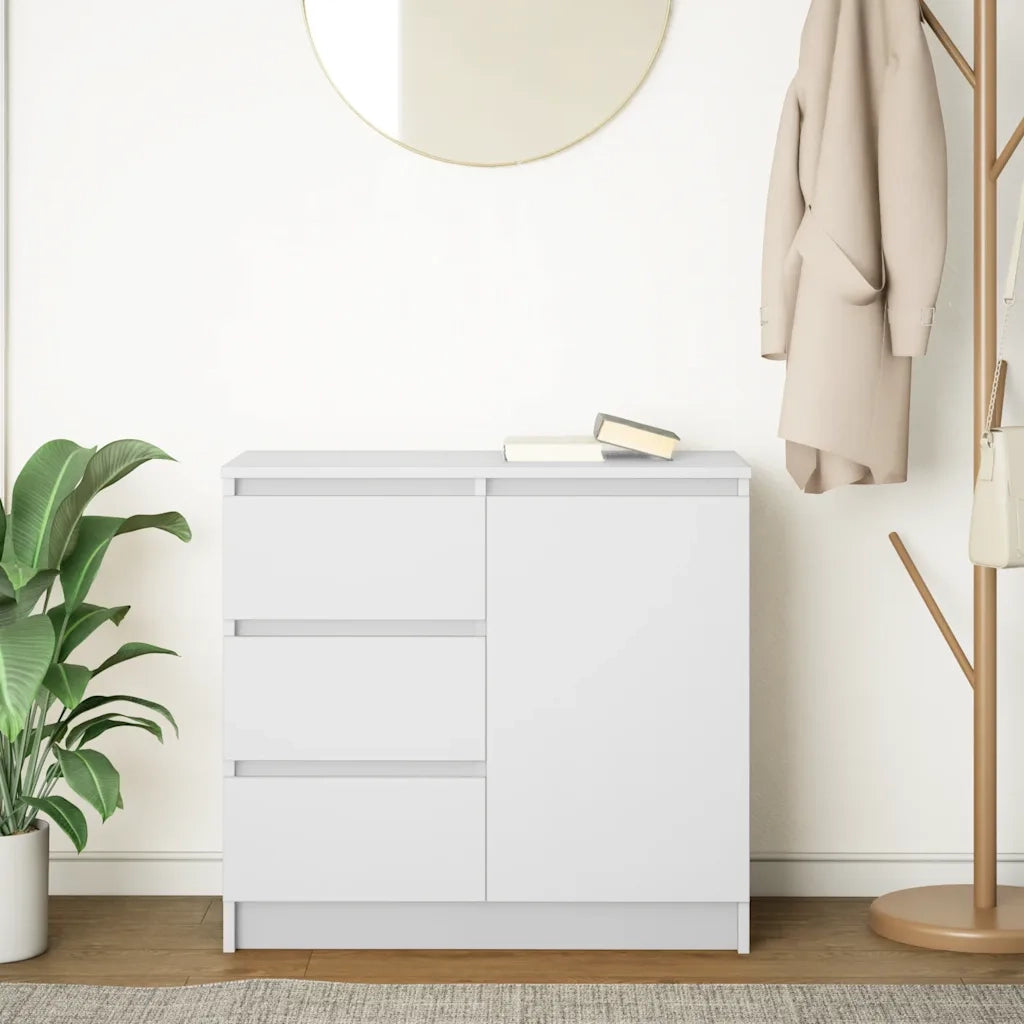Credenza con Cassetto-Buffet-Armadio da cucina Bianco 71x35x65 cm in Legno Multistrato 392932
