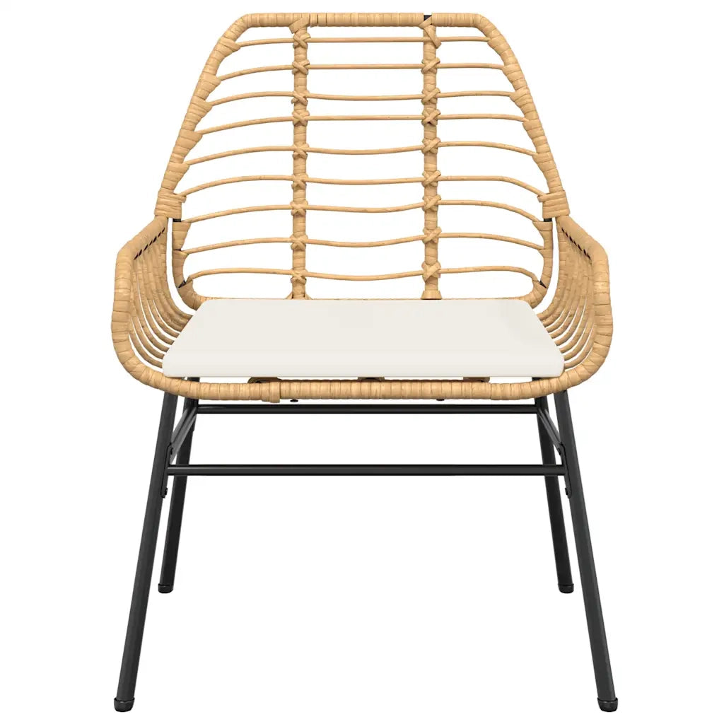 Set da Pranzo da Giardino 3pz con Cuscini Polyrattan Vetro 3334555