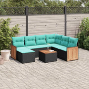Set Divani da Giardino 8 pz con Cuscini Nero in Polyrattan 3227891