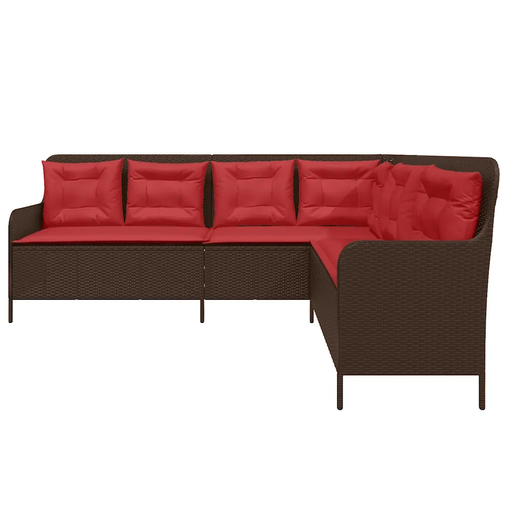 Divano da giardino con Cuscini a forma di L in Polyrattan Marrone 369006