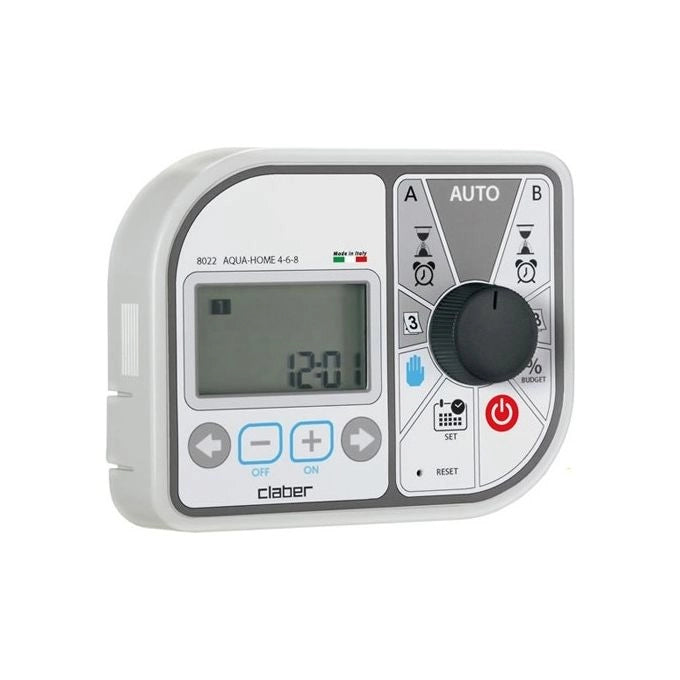 Claber 8022 Aqua Home 4 6 8 Centralina Programmatore Irrigazione Interrata 8 Zone 24V AC Display LCD