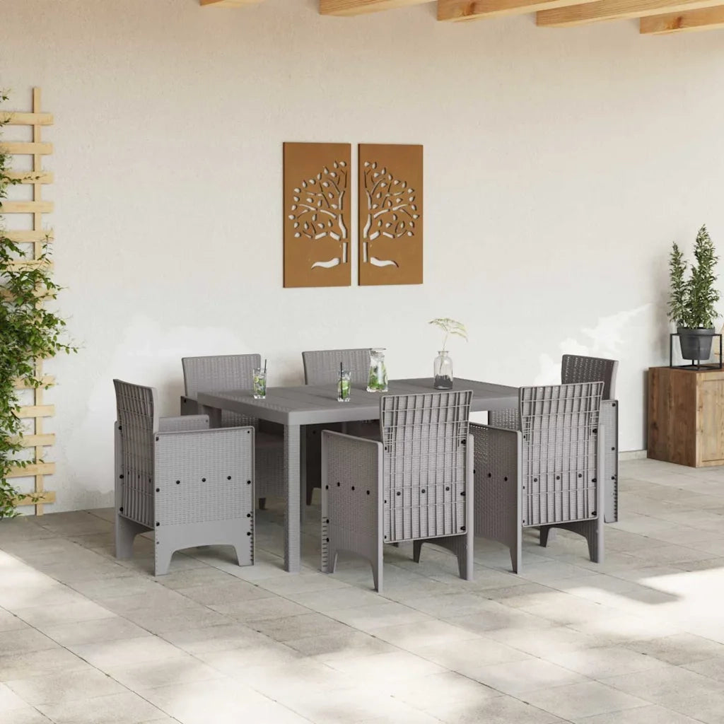 Set da Pranzo per Giardino 7 pcs Grigio chiaro Rattan Polt 3378567