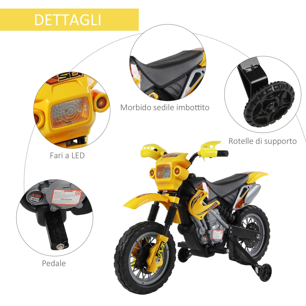 Moto Elettrica per Bambini ¨C Minimal ¨C Giallo 102x53x66cm