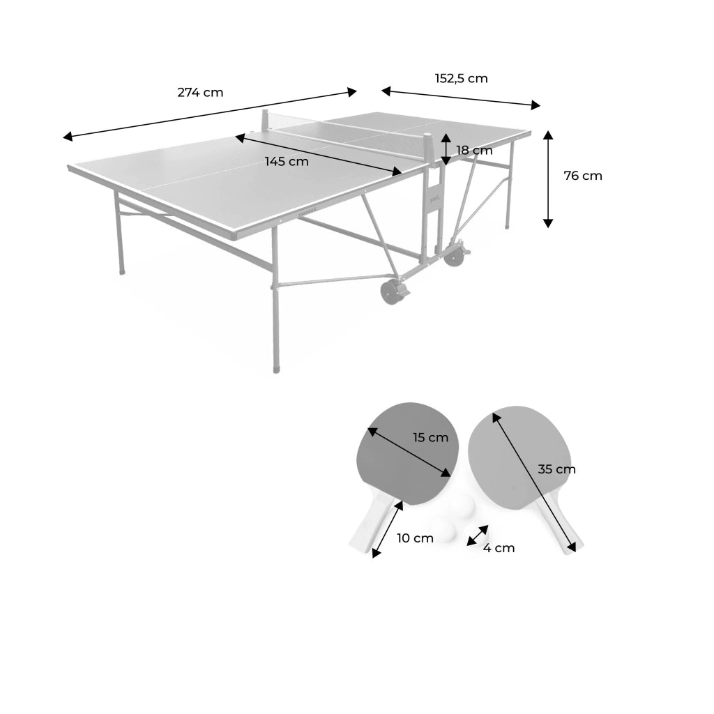 Tavolo da ping pong pieghevole da interno con 4 racchette e 6 palline,