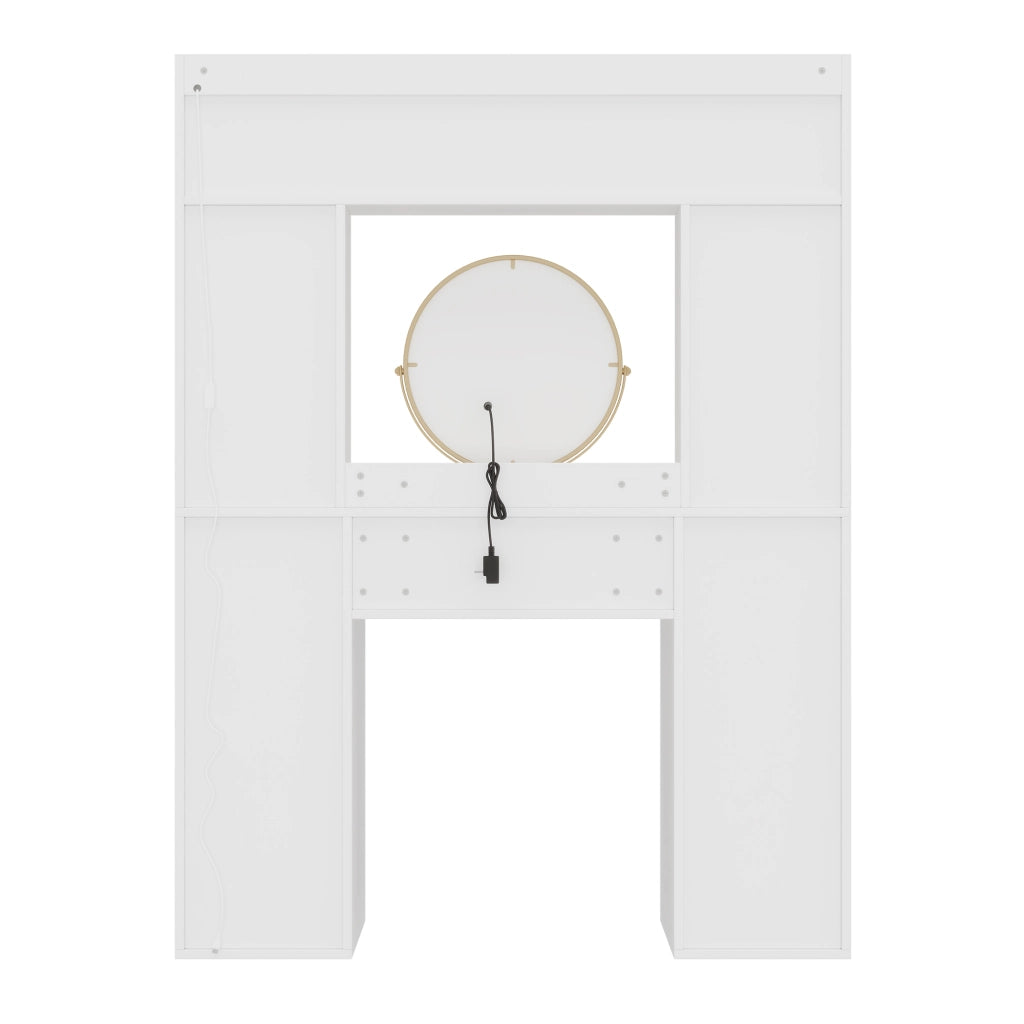 TOELETTA con specchio LED 120x40x160 cm Bianco MDF e vetro