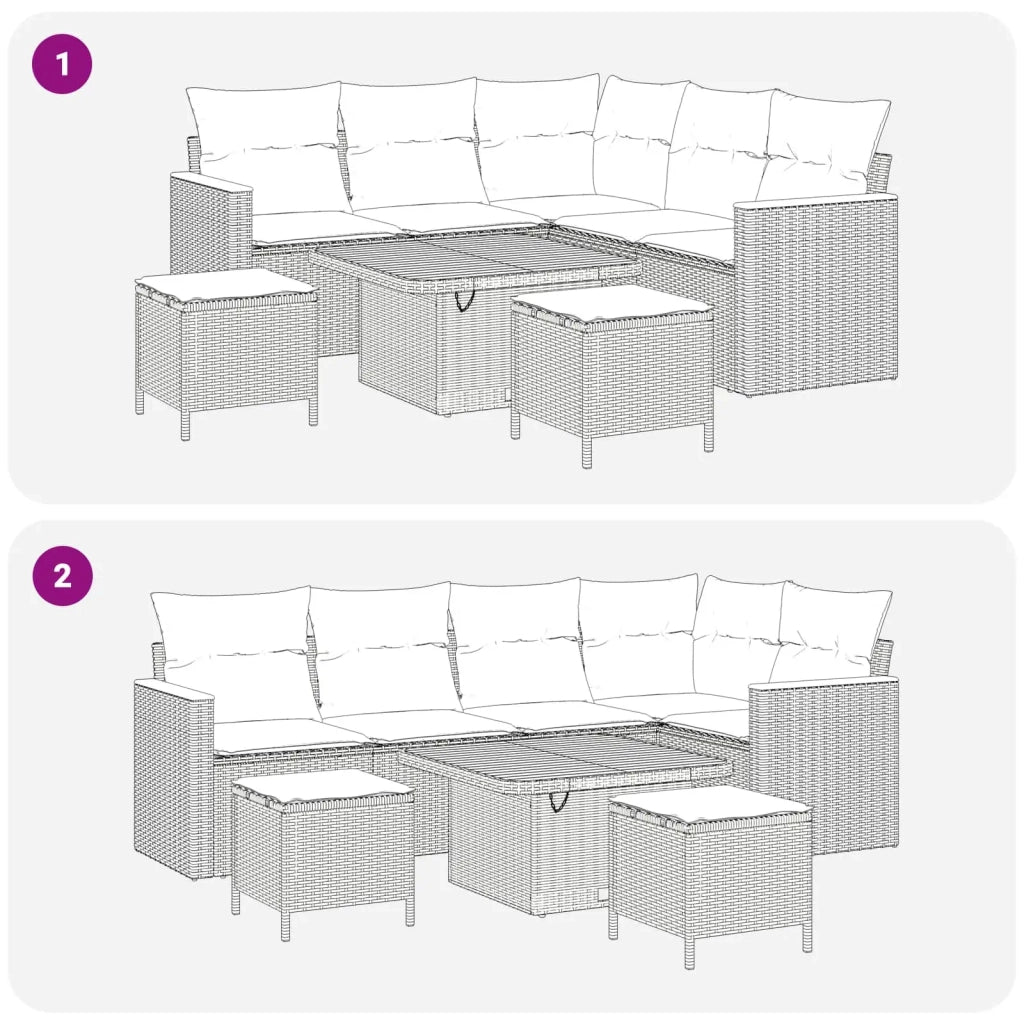 Set Divano da Giardino 8 pcs Nero polyrattan 3362910