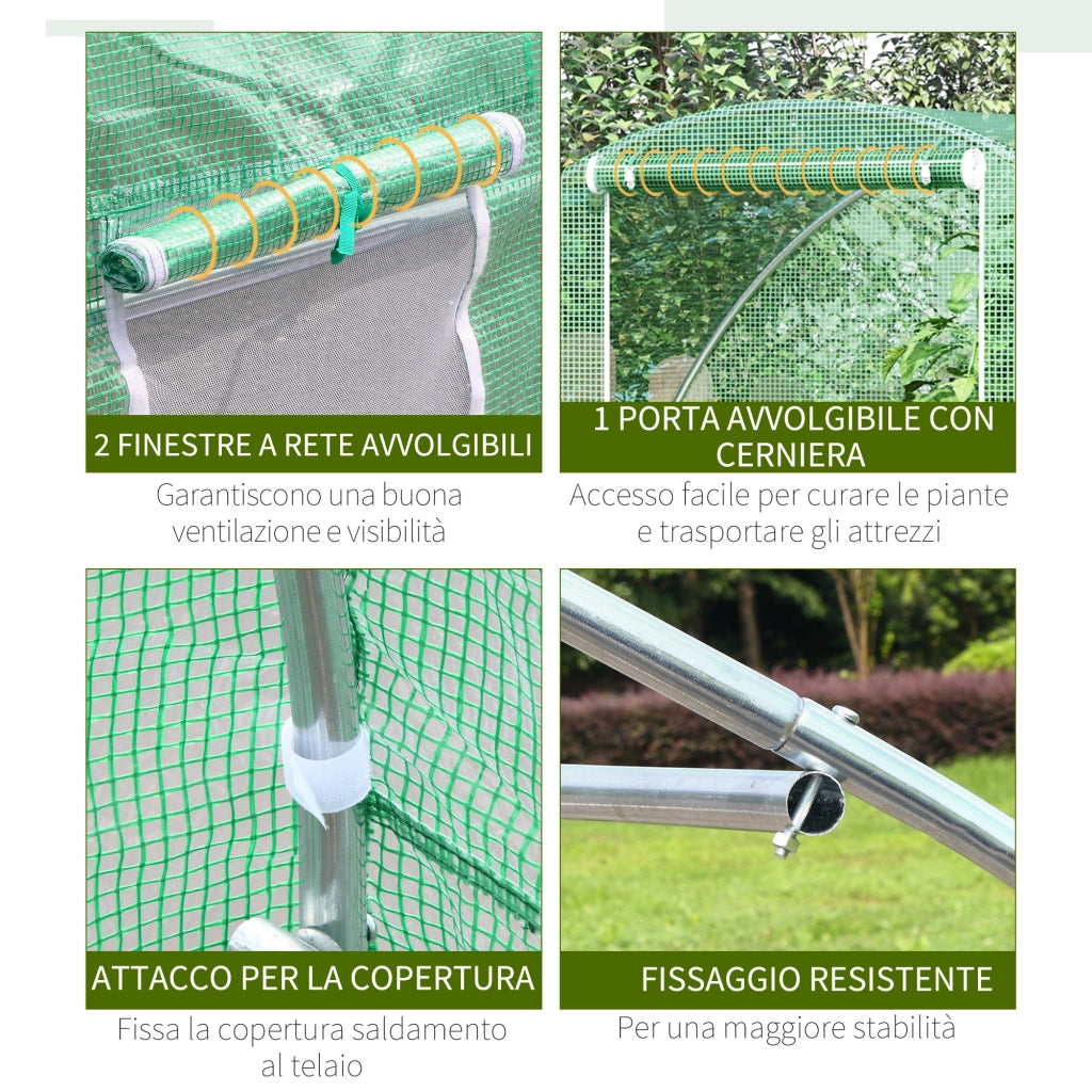 Serra da Giardino in Acciaio con Finestre ¨C Minimal ¨C Verde 1.5x3x2m
