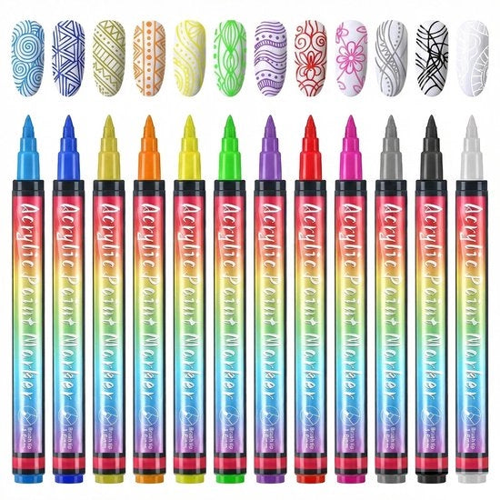 Stiffo per arte dei piedi 12 colori - 3D stili per unghie - pennello per graffiti DIY - attrezzatura per manicure - multicolore - materiale sicuro - stili per unghie