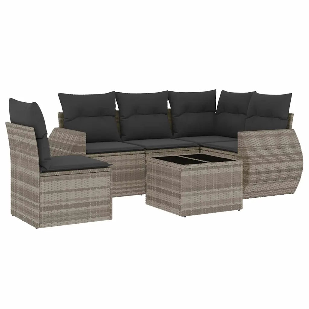 Set Divano da Giardino 6pz con Cuscini Grigio Chiaro Polyrattan 3221381