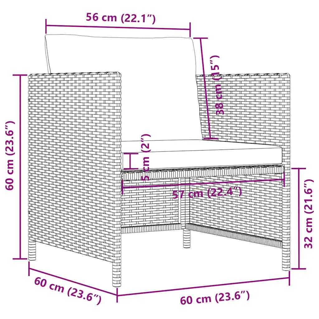Divano da Giardino con Cuscini-Sofa da Giardino-Divano da esterno Grigio in Polyrattan