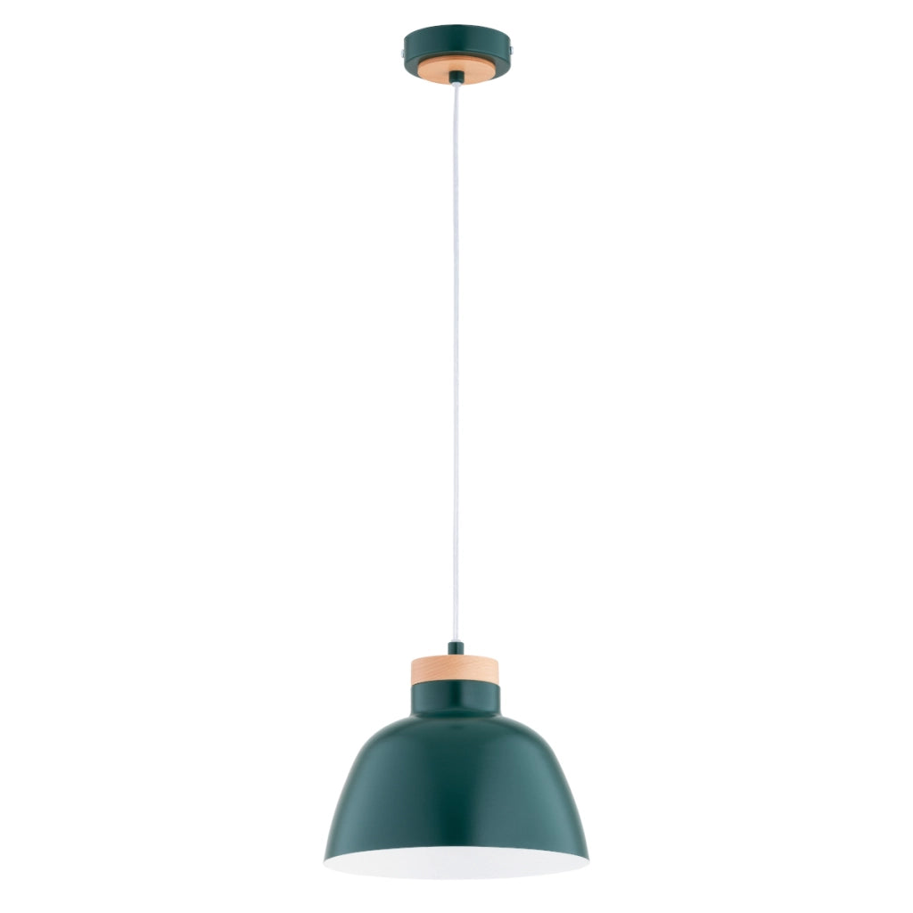 Lampada a sospensione loft Lorien verde metallo/legno E27