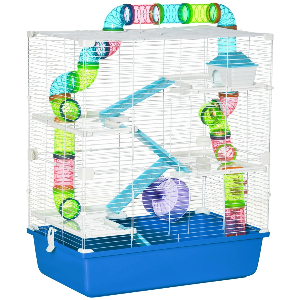 Gabbia per Criceti e Roditori 59x36x69 cm con Accessori Blu