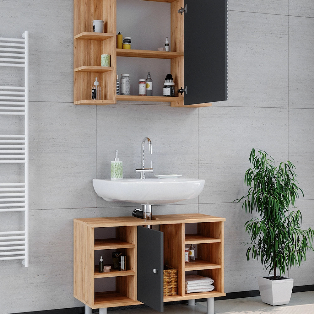 Vicco Set mobili bagno Quercia dorata 2 parti