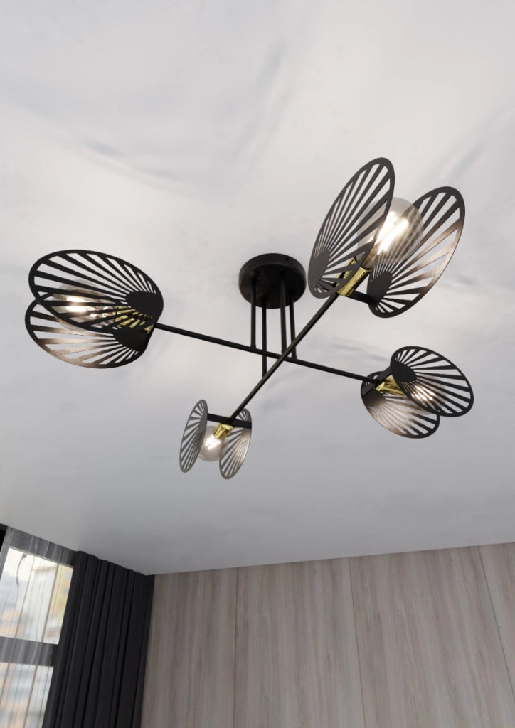 Plafoniera nera moderna Emibig TALIA metallo 4xE27 86cm