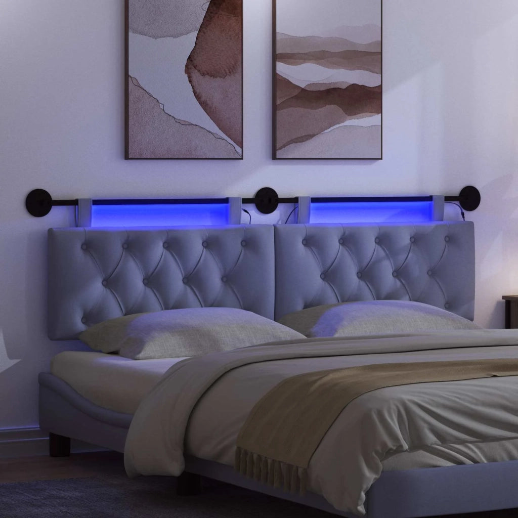 Testiera sospesa Con luce LED Blu jeans Tessuto 3424664