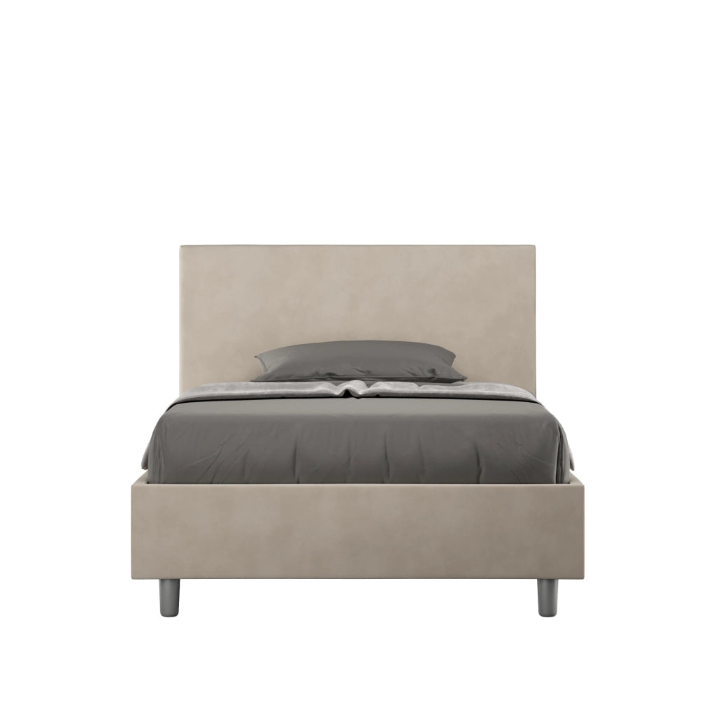 BS COM Letto una piazza e mezza contenitore imbottito 120x200 microfibra sabbia