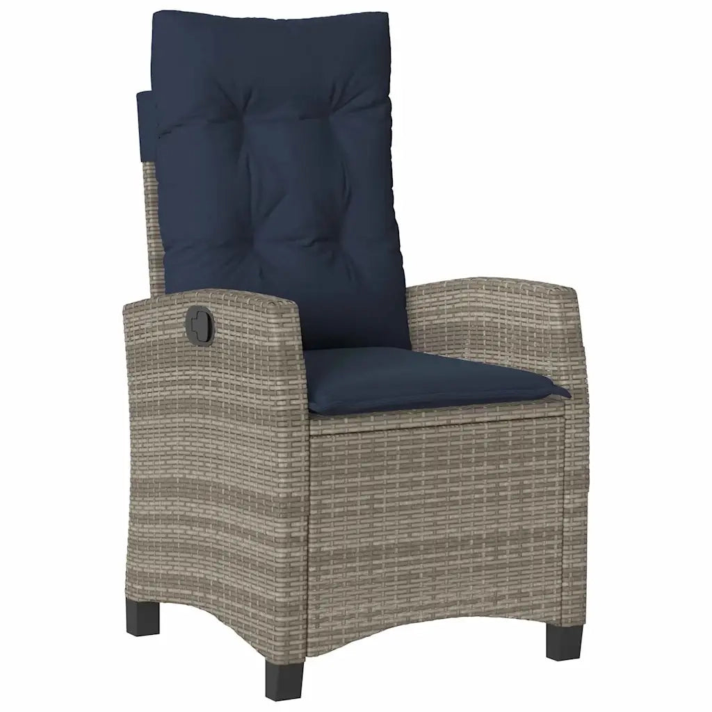 Set da Pranzo per Giardino con cuscino 7 pcs Grigio polyrattan