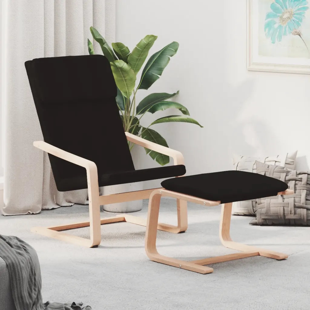 Poltrona Relax | Sedia Relax con Poggiapiedi Nera in Tessuto