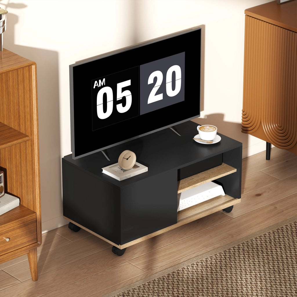 Mobile TV con Ruote ¨C Xylo ¨C Nero 80x45x41cm