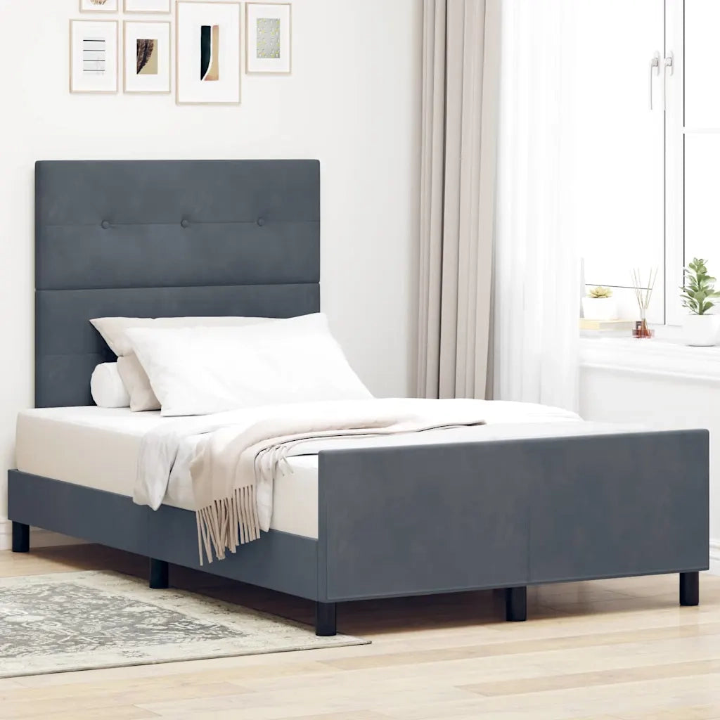 Letto a molle con testiera Grigio scuro 120 x 190 cm Velluto 3344928