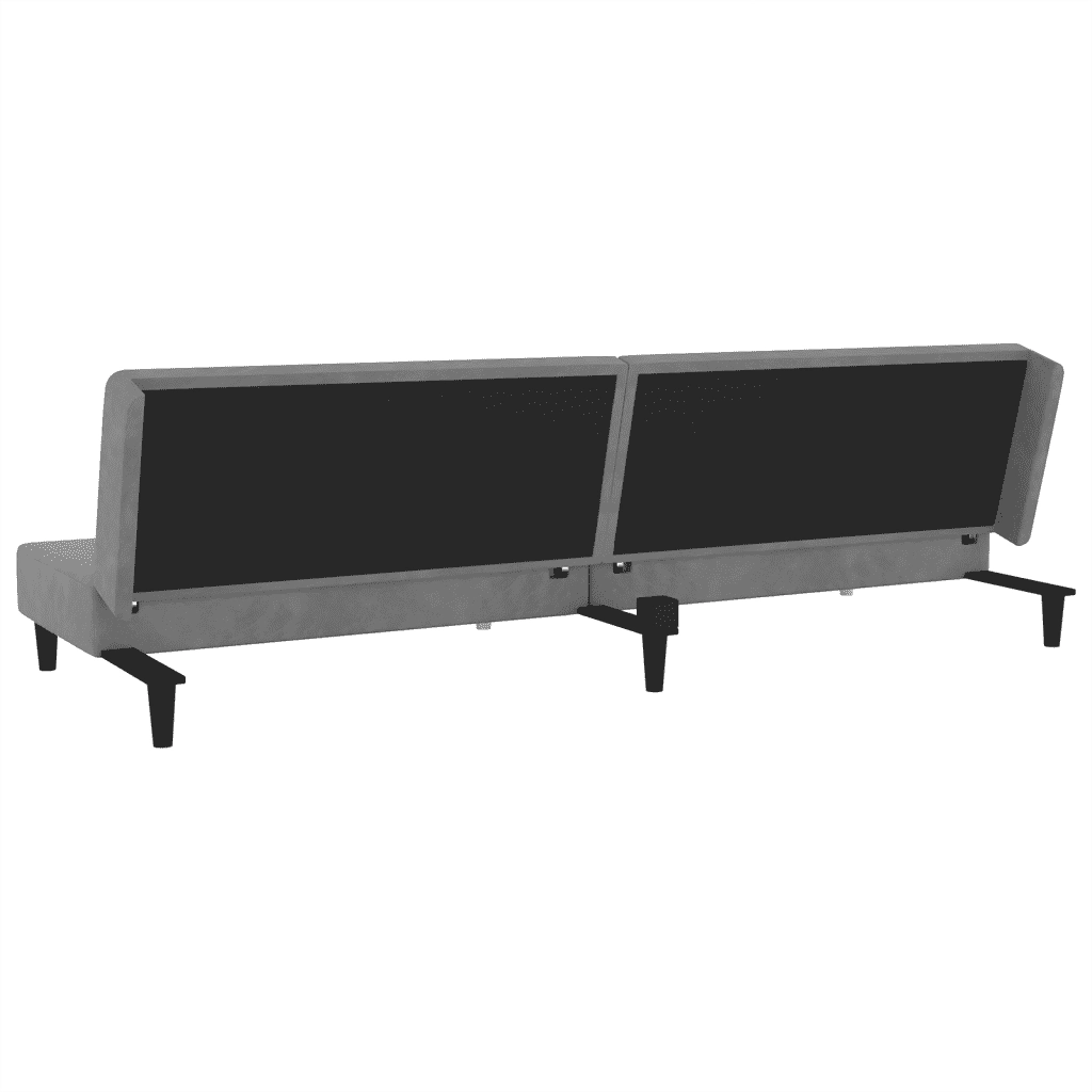 Divano Letto a 2 Posti con 2 Cuscini-Sofa Letto 2 Posti-Daybed Grigio Chiaro in Velluto 186986