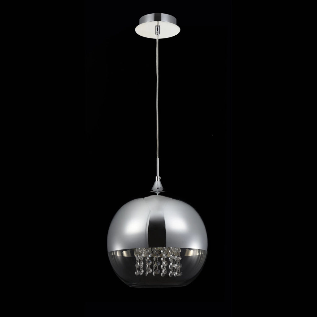 Lampadario Contemporaneo Fermi Metallo Nichel 1 Luce Diffusori Vetro Trasparente