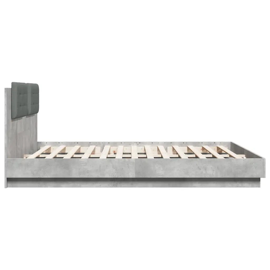 Giroletto con Testiera e LED Grigio Cemento 200x200 cm