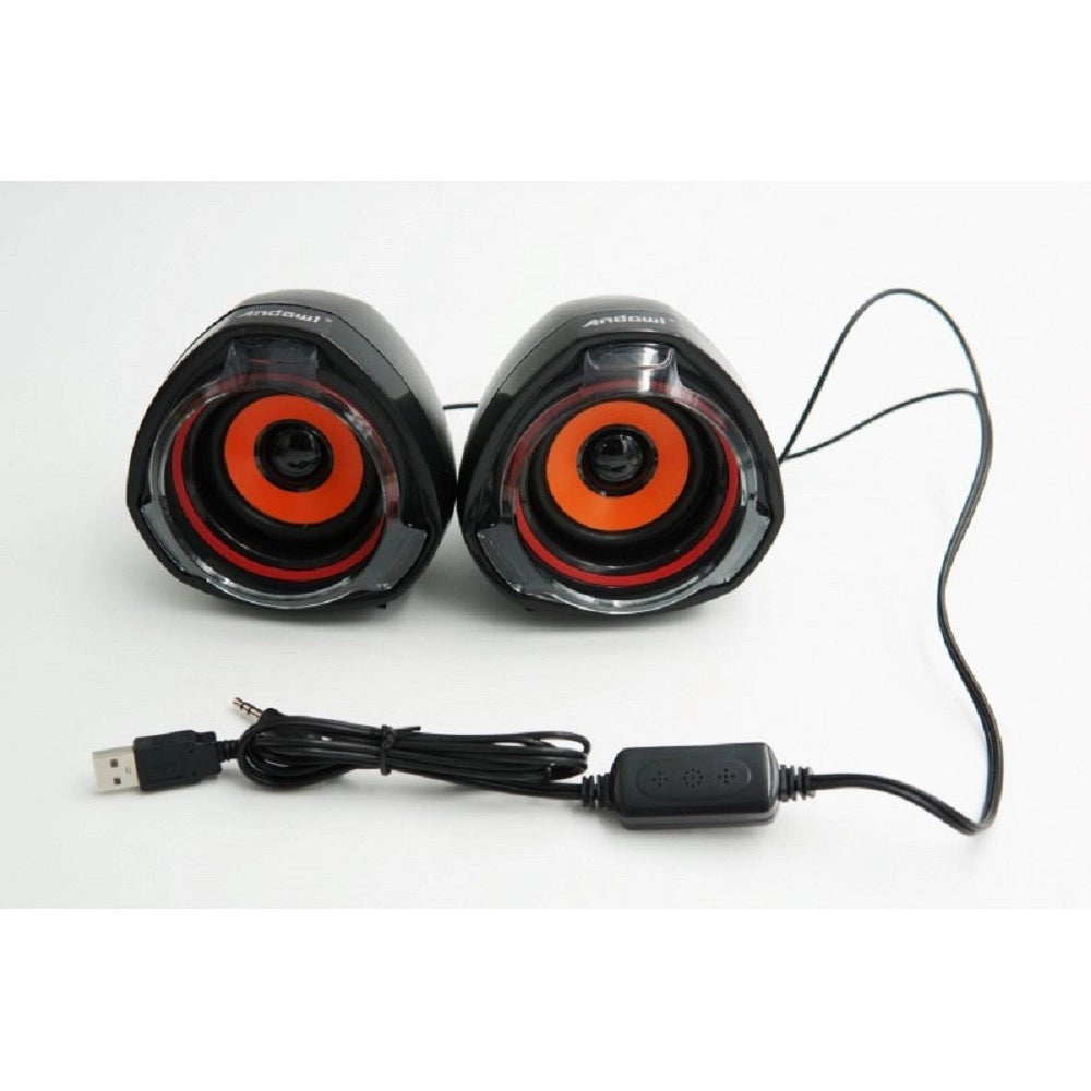 Trade Shop - Speaker Altoparlanti Stereo Per Computer Pc 2.0 Cablato Cavo Usb Aux 3,5mm Q87 -