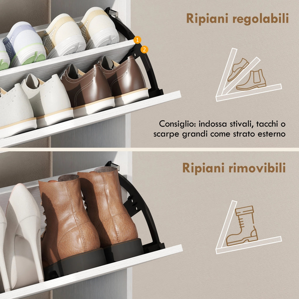Scarpiera con Divisori Regolabili ¨C Minimal ¨C Bianco